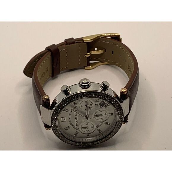 Michael Kors MK5353 Women's Brown Leather Analog Silver Dial Quartz Watch RU323 - Picture 7 of 11